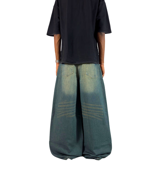 Mint Fade Wide-Leg Denims – Glacier Wash Edition