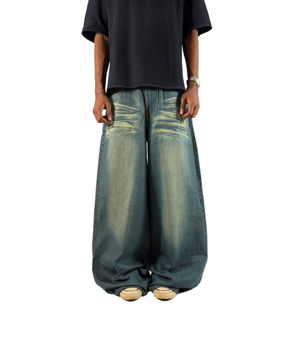 Mint Fade Wide-Leg Denims – Glacier Wash Edition