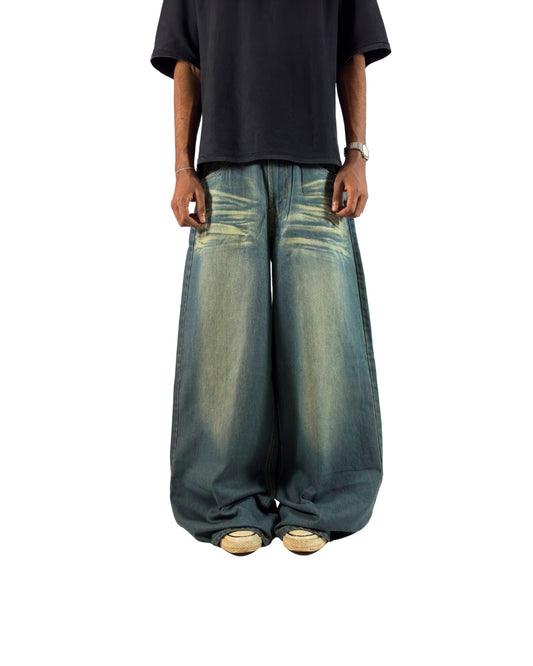 Mint Fade Wide-Leg Denims – Glacier Wash Edition
