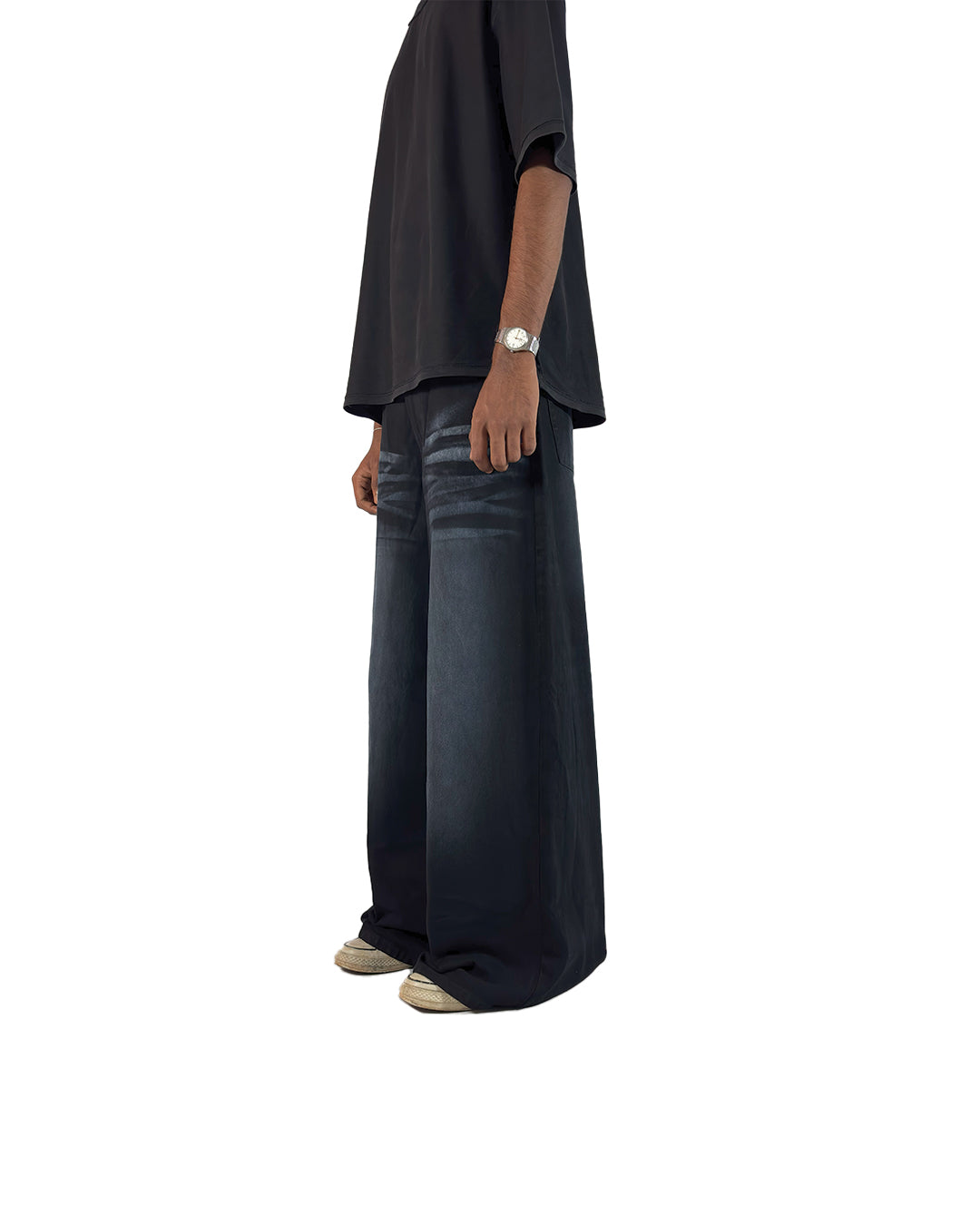 Inkstorm – Wide-Leg Faded Black Denim