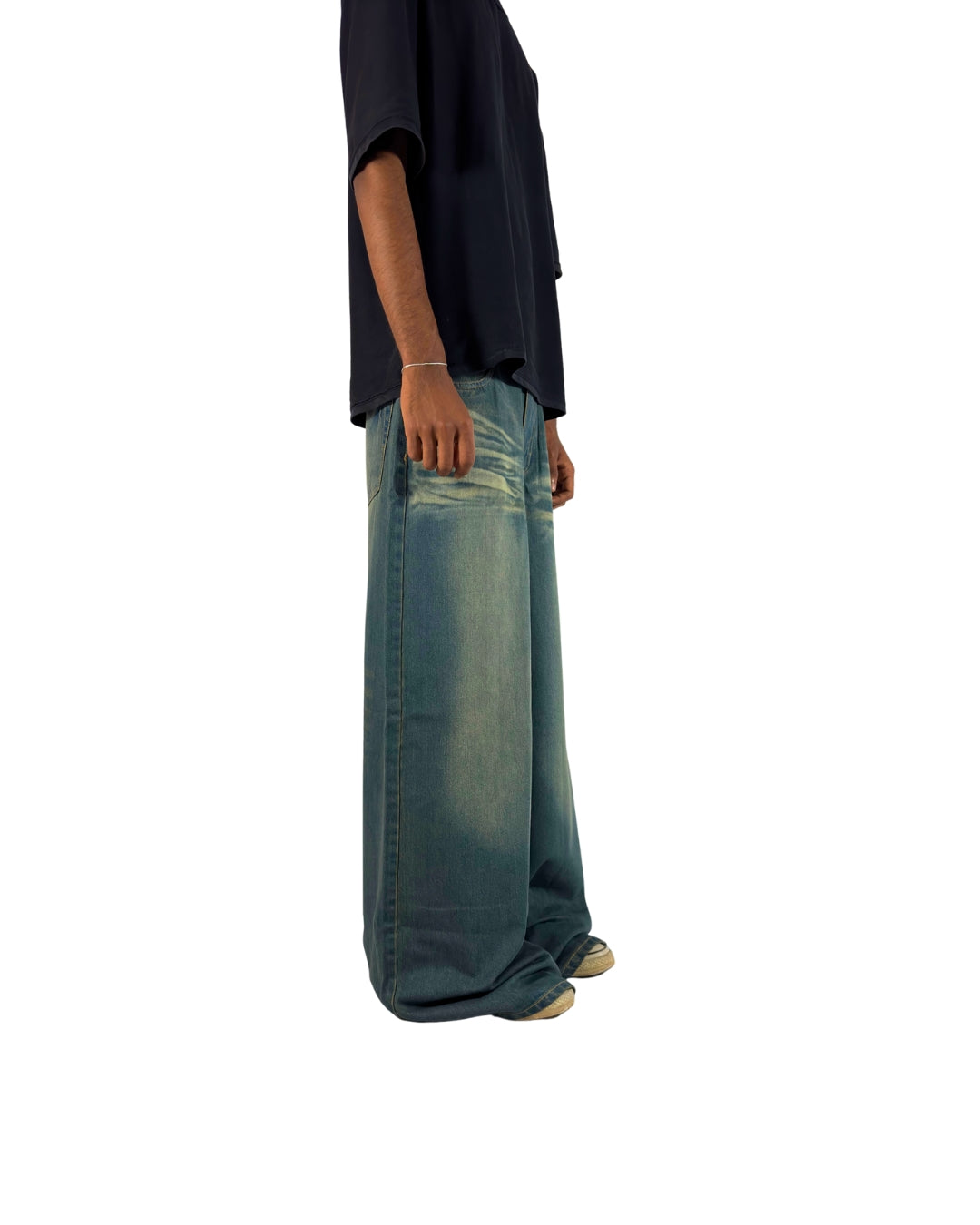Mint Fade Wide-Leg Denims – Glacier Wash Edition