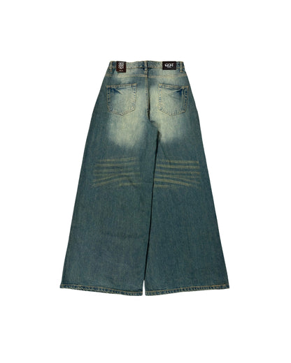 Mint Fade Wide-Leg Denims – Glacier Wash Edition