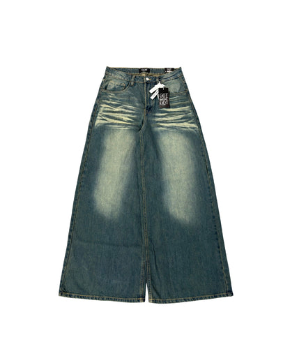 Mint Fade Wide-Leg Denims – Glacier Wash Edition
